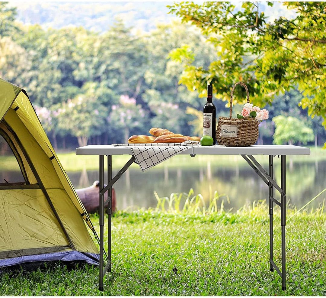 HollyHOME Klapptisch Campingtisch 4FT/122cm, Klapptisch Küche Tisch Klappbar Tragbarer Gartentisch B