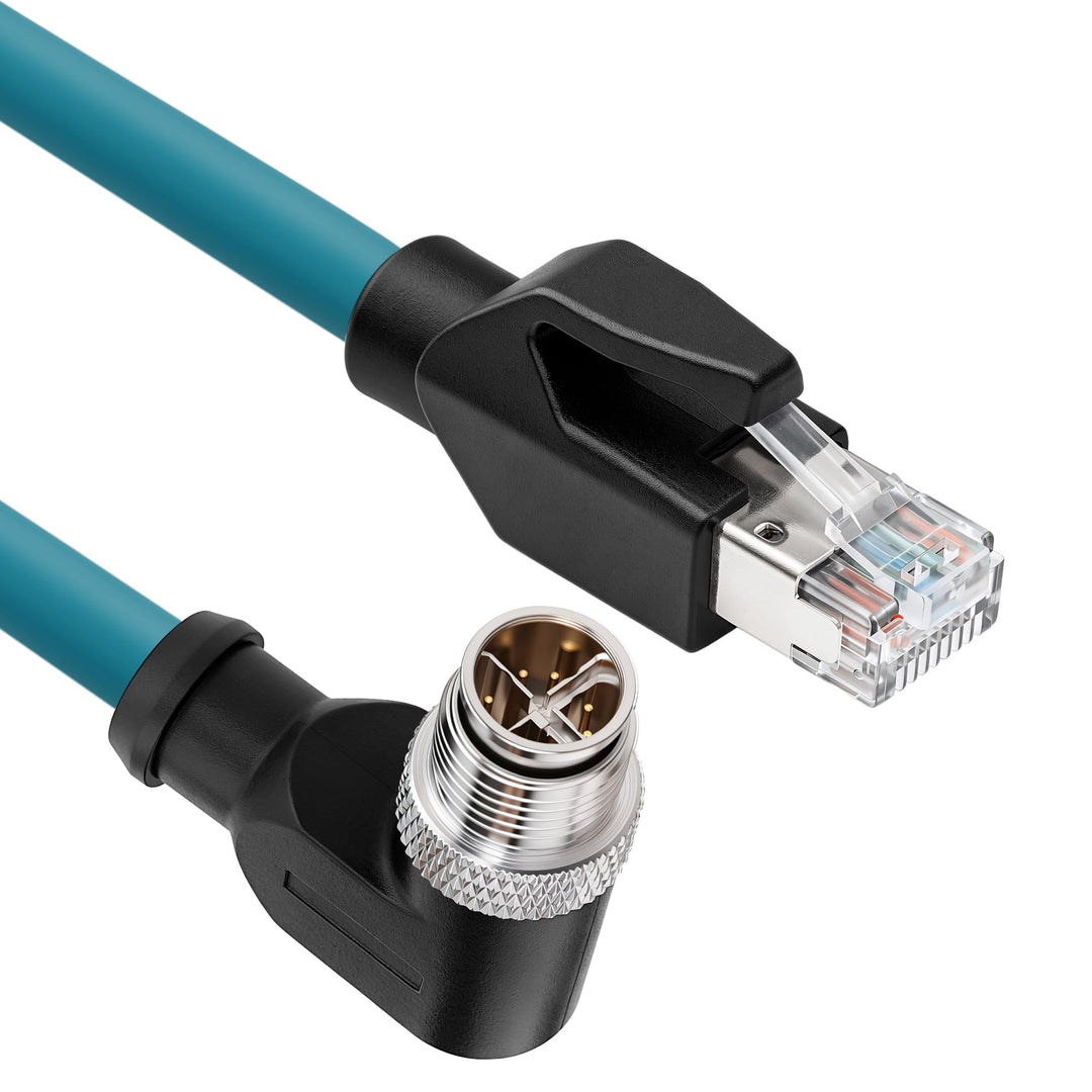 SZRMCC M12 8 Pin X-Coded Rechtwinklig Stecker auf RJ45 Ethernet Kabel Cat7e Gigabit Geschirmtes Wass