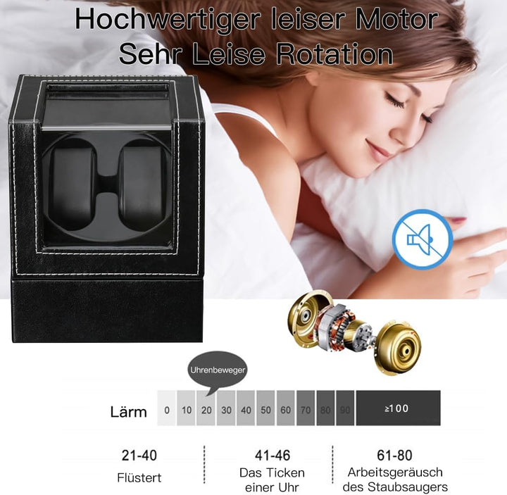 Automatische Uhrenbeweger Box,luxuriöser Uhrenbeweger,Uhrengehäuse mit leisem Mabuchi Motor,Batterie