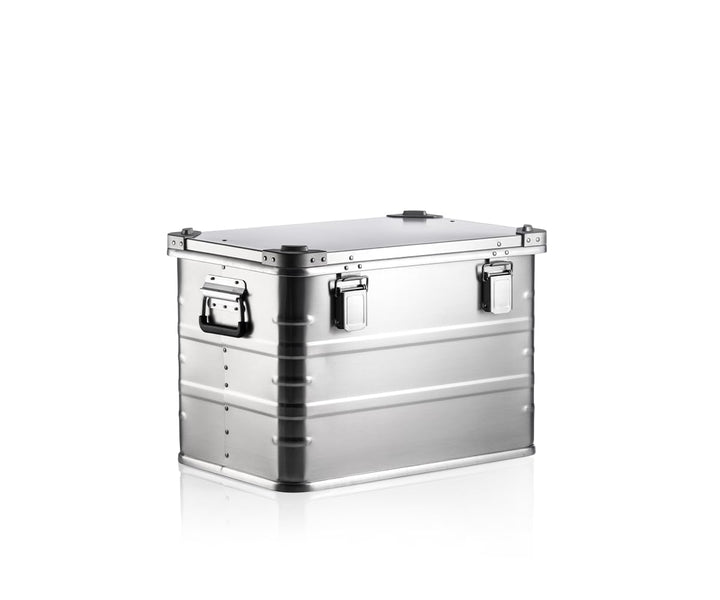 AluVault 073L – Alubox mit Deckel, Aluminium Aufbewahrungsbox, Alukiste, Spritzwassergeschützt, Stau