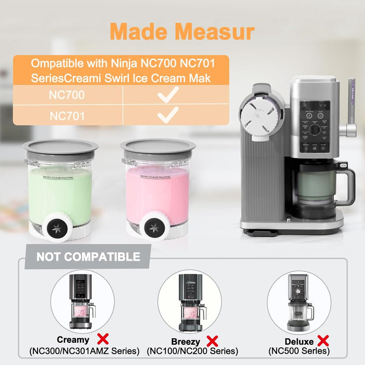 NiuBeBe 4 Stück Ersatz Behälter Ninja Swirl CREAMi - Kompatibel mit Ninja Creami NC701 & NC700 Serie