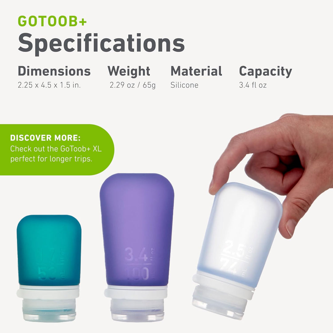 humangear 'GoToob' 3er Pack, Silikon, 100 ml transp./grün/blau, 071101, Einheitsgrösse, Transp./Grün