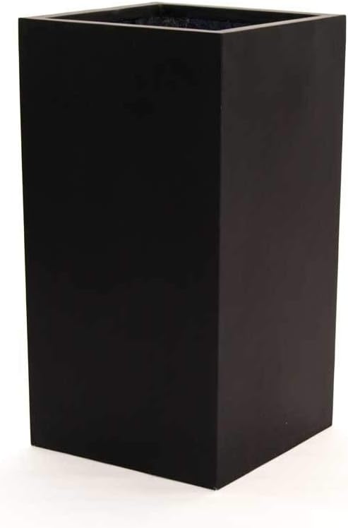 Pflanzkübel, Blumenkübel Fiberglas säule 30x30x90cm elegant schwarz matt.