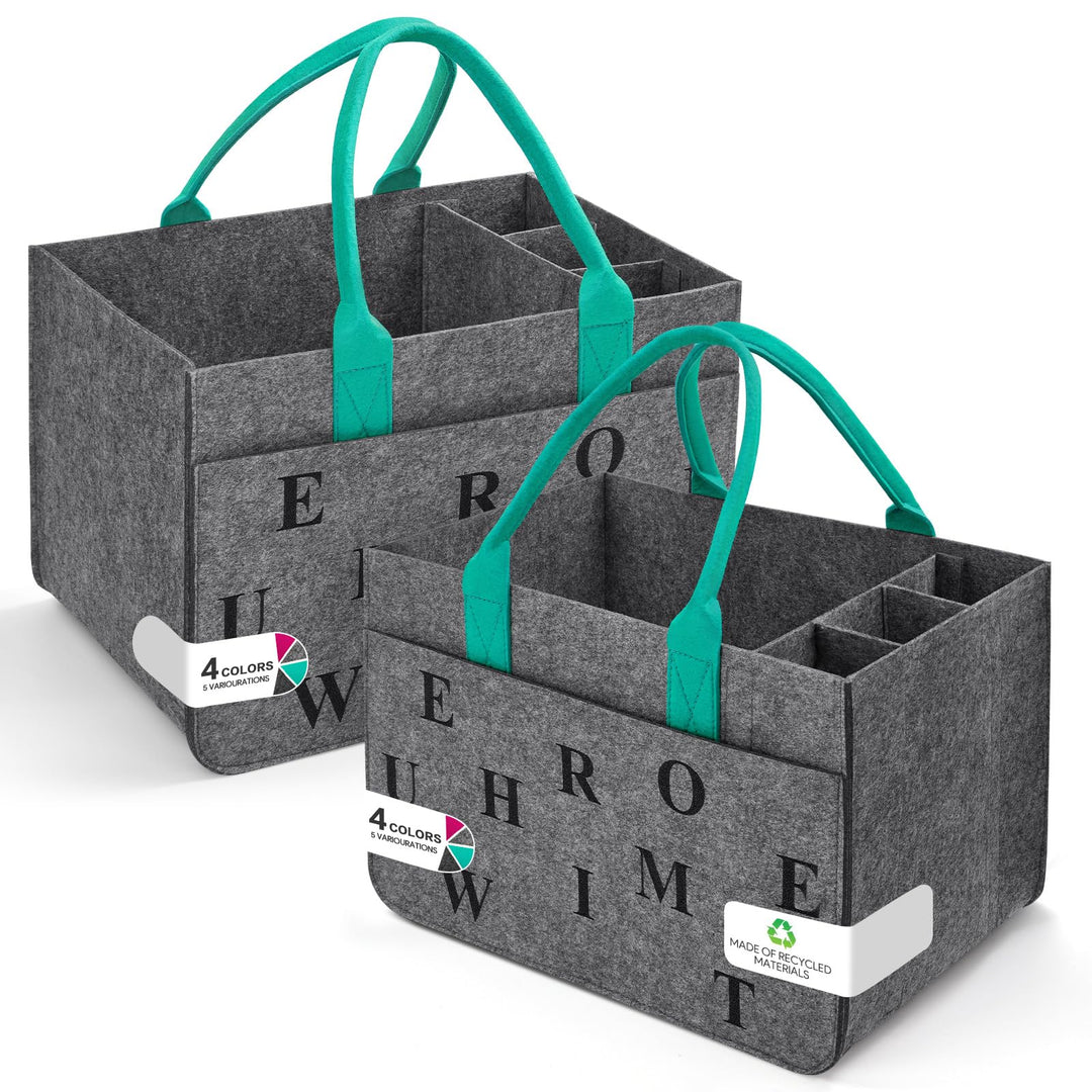 Filz Einkaufskörbe Filztasche Einkaufstasche mit Fächern, Filztasche Gross 30L Faltbar Robust Flasch