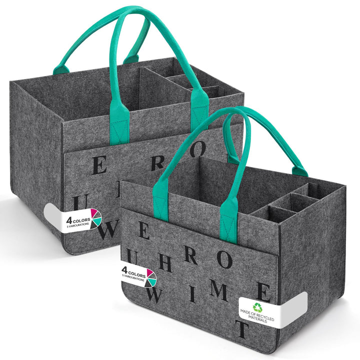 Filz Einkaufskörbe Filztasche Einkaufstasche mit Fächern, Filztasche Gross 30L Faltbar Robust Flasch