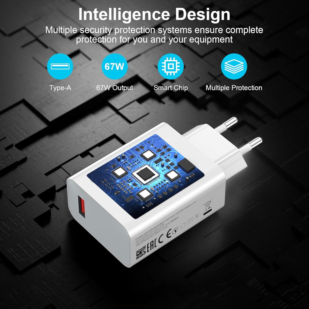 67W Turbocharge Ladegerät mit USB C Ladekabel für Xiaomi,2 Port 45W USB C Ladegerät USB Netzteile Sc