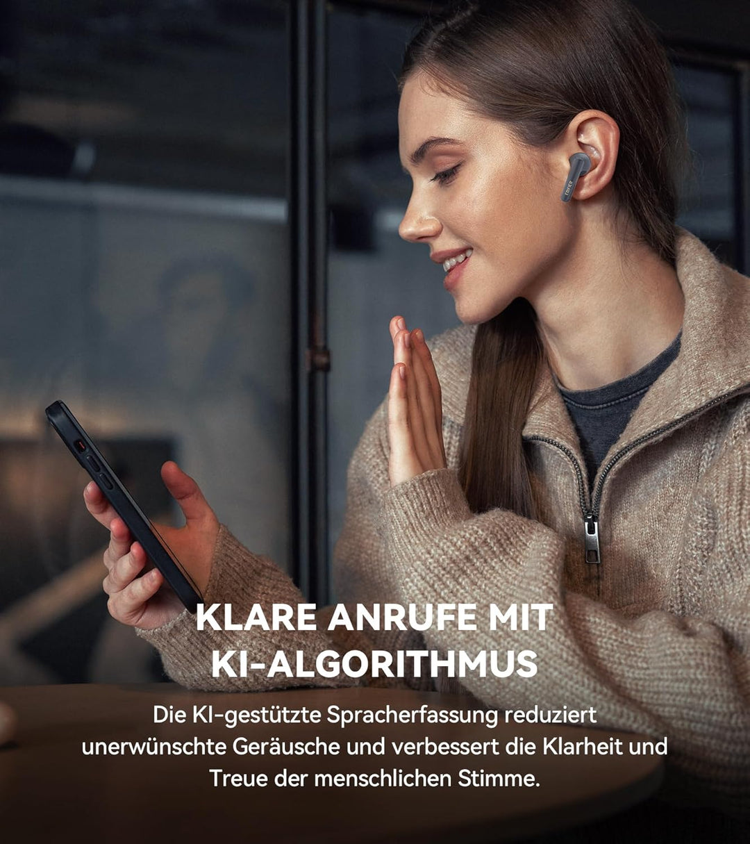 Edifier X5 Pro Kopfhörer mit aktiver Geräuschunterdrückung mit KI-verbesserten Anrufen, Transparenz,