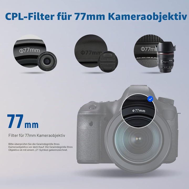 NEEWER 77mm Polarisationsfilter(Polfilter),CPL Filter mit 30 lagiger Mehrschicht Polarisationsfolie,