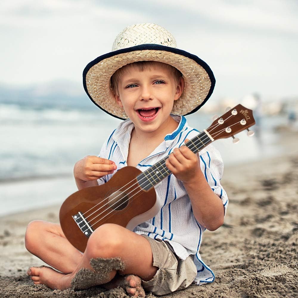 Winzz Sopran Ukulele Starter Kit für Anfänger, mit Tasche, Clip-On Tuner, zusätzlichen Saiten, Gurt,