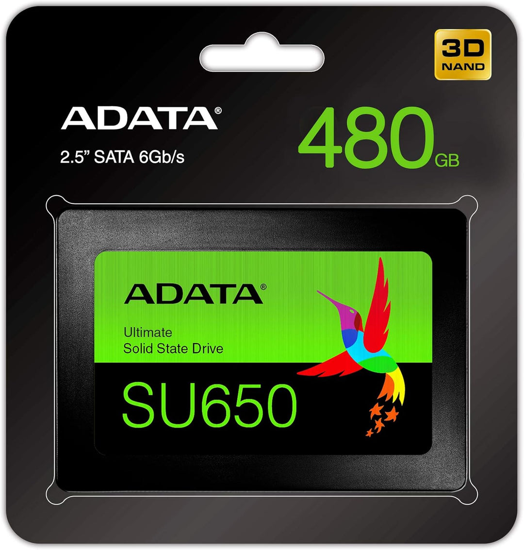 ADATA Ultimate SU650 Interne Solid State Drive 480 GB 3D-NAND SSD-Festplatte, schwarz 480GB