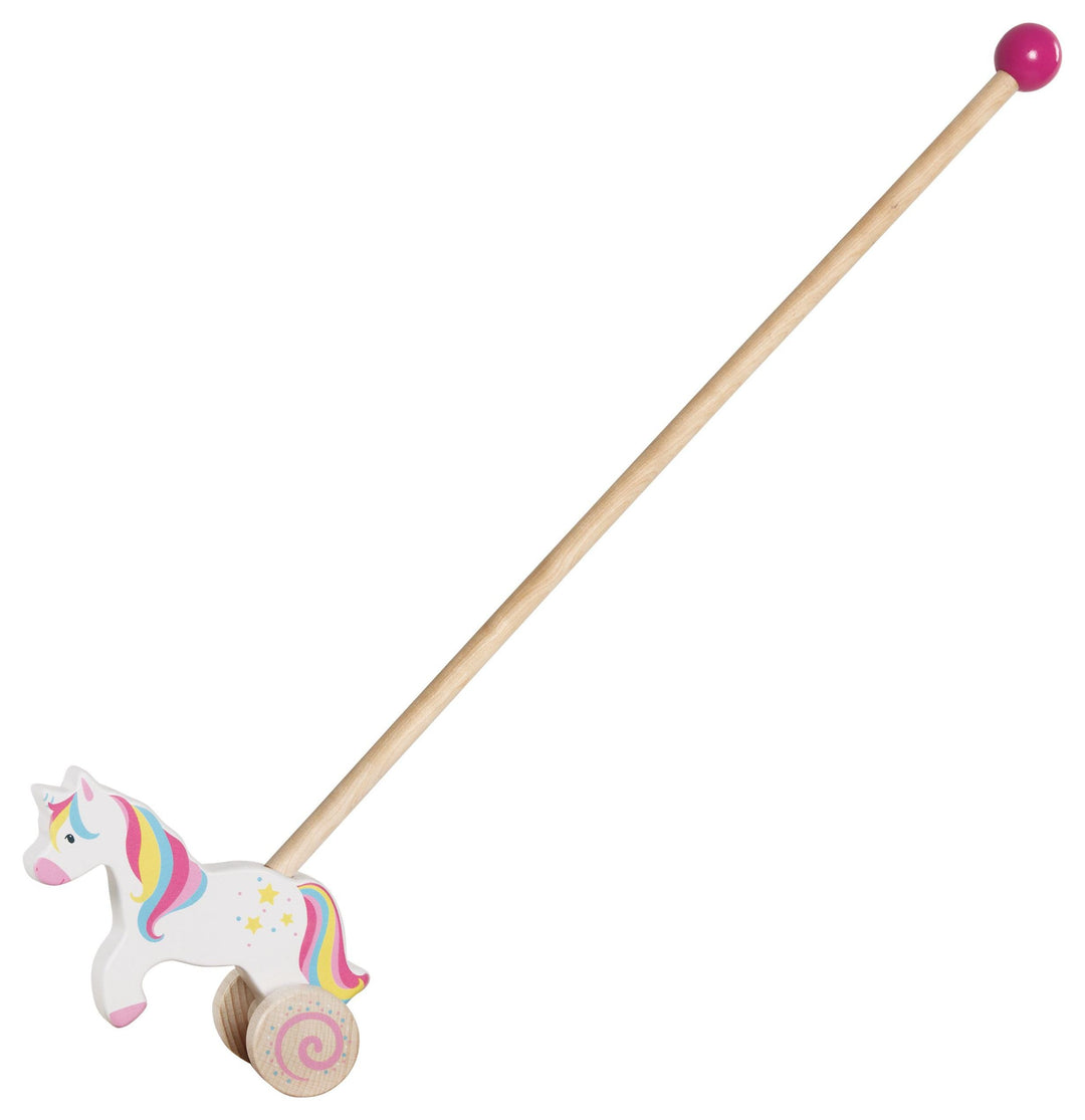 Goki 54869 Schiebe-Einhorn, Holz, Höhe 17 cm