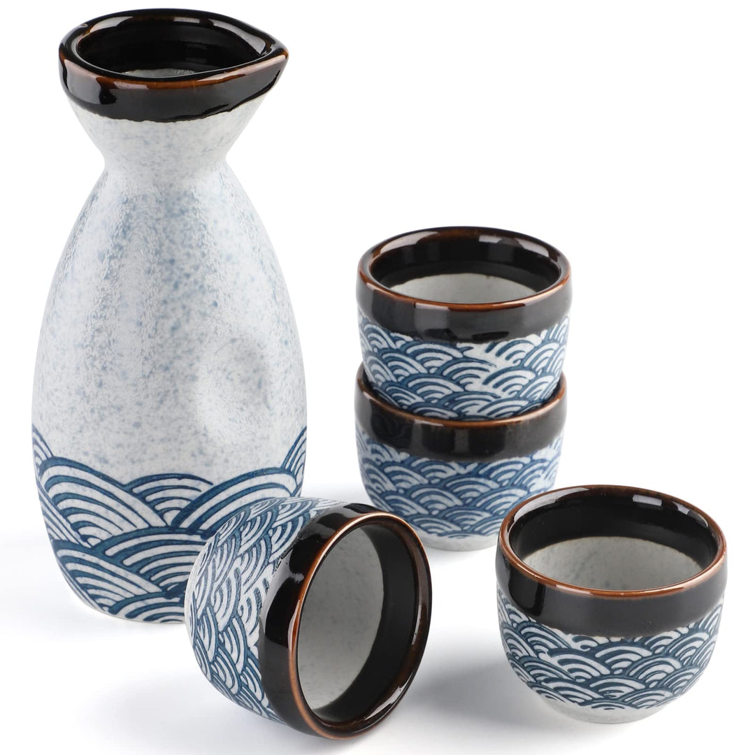 Japanischer Liquor Sake Set mit Sake Becher Wein Topf Porzellon Sake Satz für Wärmeren (1 Sake-Topf