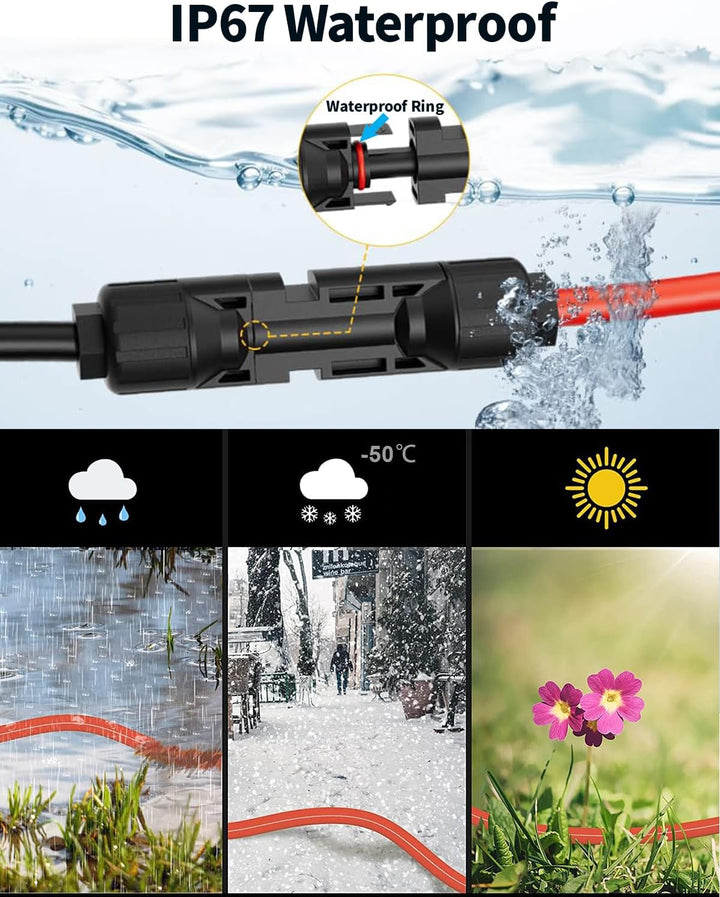 Tonton Solarkabel 6mm² Verlängerung 3Meter 10AWG, Solarpanel Verlängerungskabel mit Buchse und Steck