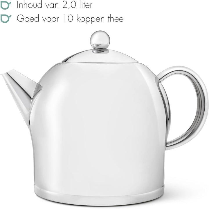 Bredemeijer Teekanne Santhee 2,0L, glänzend, Edelstahl, chrom, 2 L 2.0 L Chrom, 2.0 L Chrom
