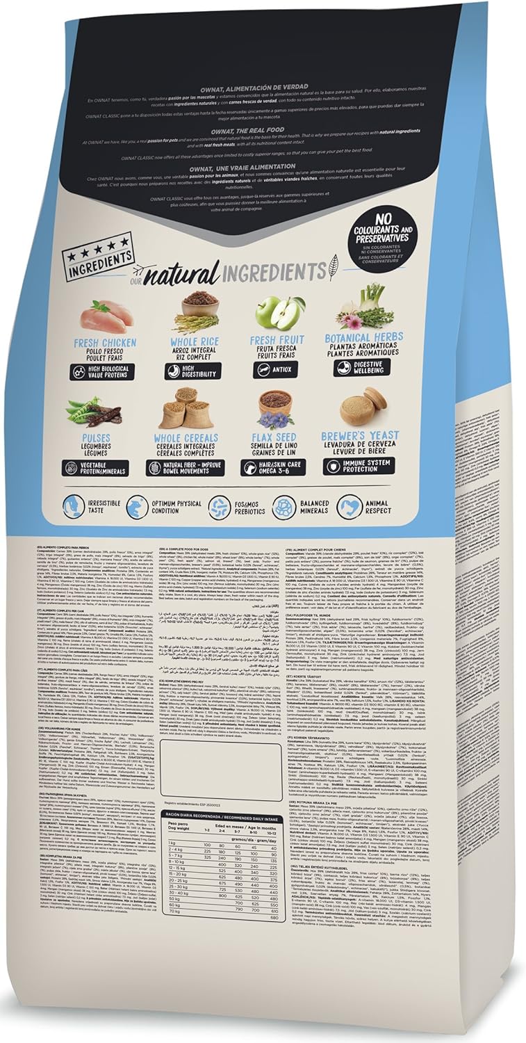 15kg Ownat Classic Dog Junior Hundefutter, Huhn 15 kg (1er Pack)