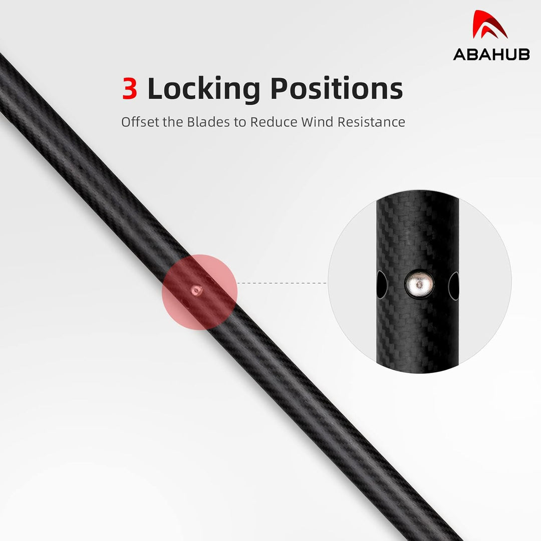 Abahub Carbon Kajak Paddel 230cm/ 220 bis 240cm Verstellbar mit Paddelleash für Kajakfahren Ruderboo