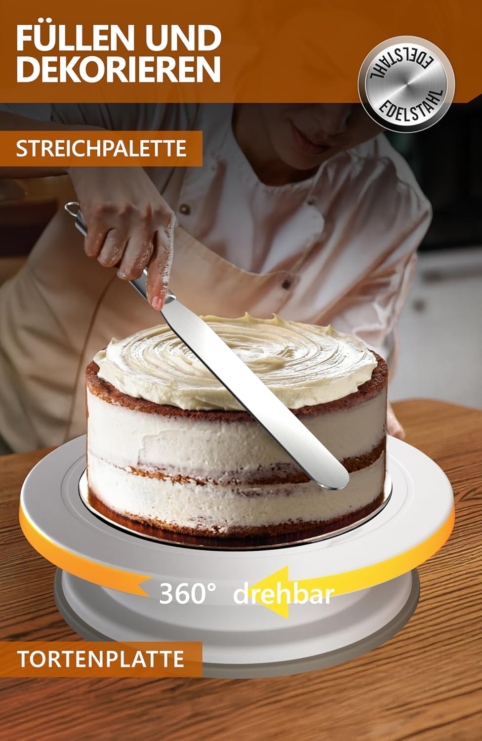 4smile Torten-Zubehör-Set 5 Teile - Tortenring verstellbar hoch 20 cm + Tortenschneider + Tortenhebe