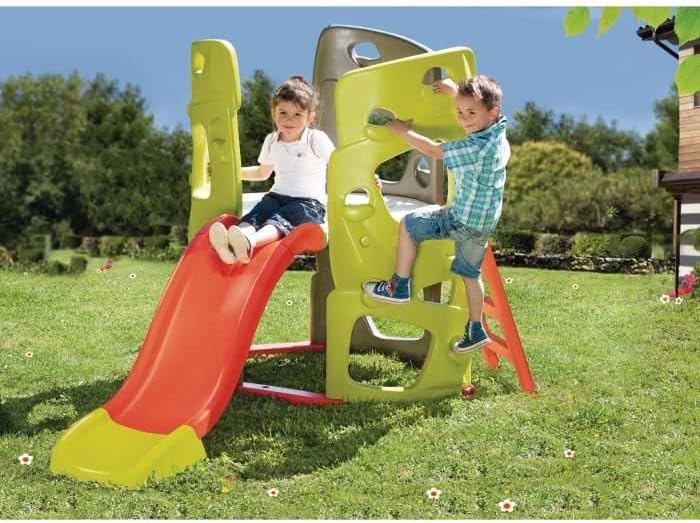 Smoby 7600840204 Abenteuer-Kletterturm mit Rutsche Spielturm für Kinder, mit Kletterwänden und Wasse