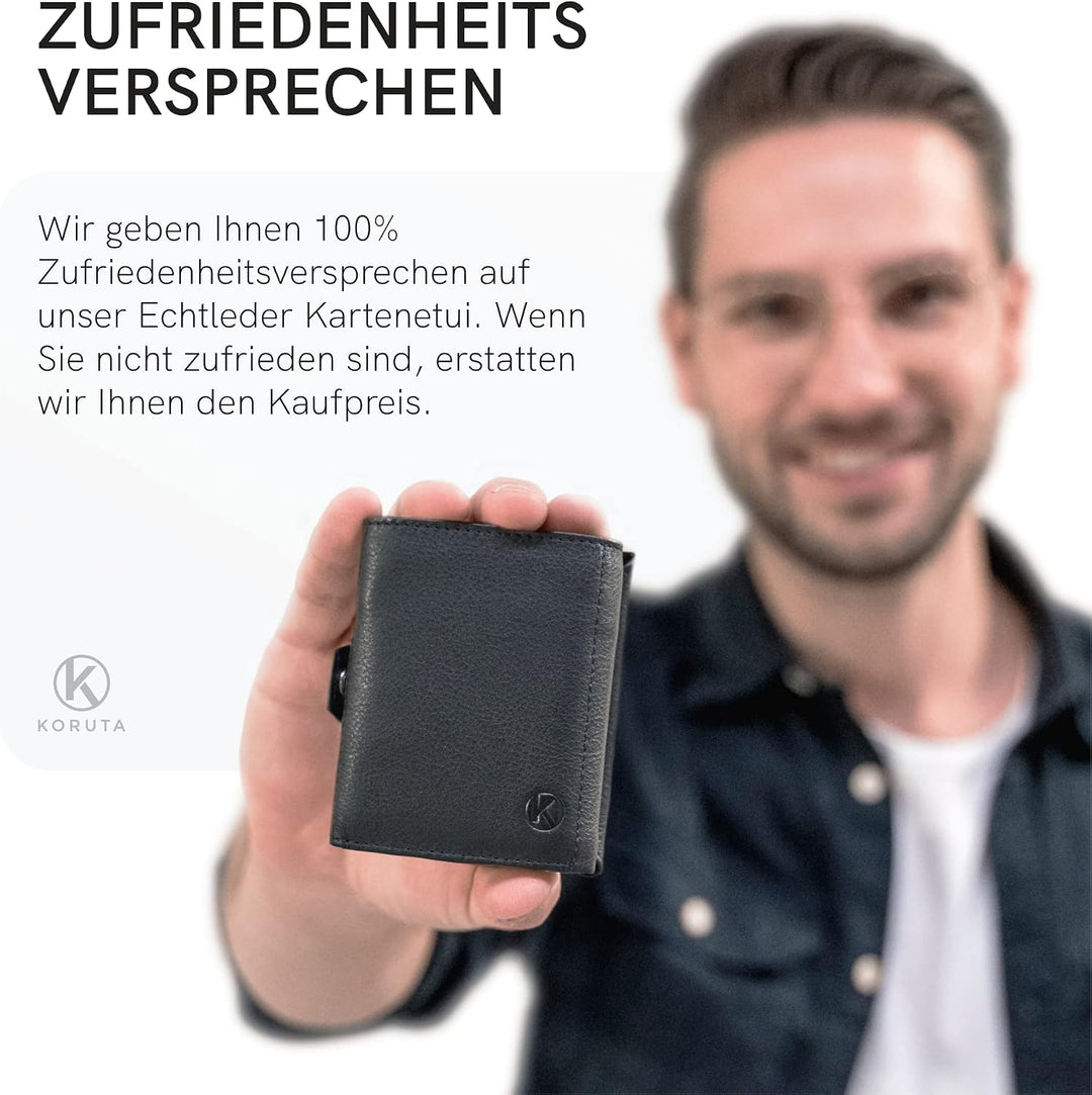 KORUTA® Slim Wallet mit Münzfach &amp; RFID Schutz - Kartenetui - Mini Geldbörse für Herren &amp; Damen - Kr