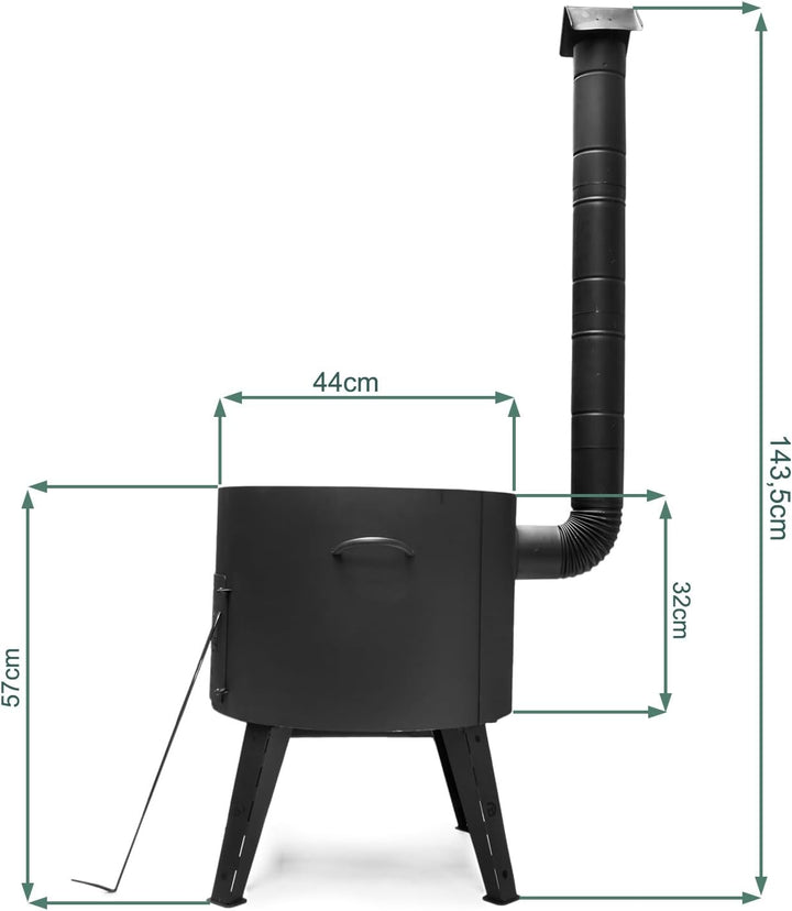 4BIG.fun Utschak Ø44 Uchag 16L Kazan Wok Grillfächer Schaumkelle Eintopfofen Utschag Учаг Campingofe