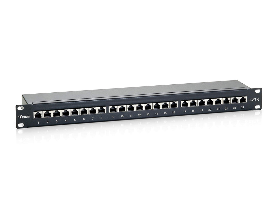 Equip Patchpanel 24x RJ45 Cat6 19" 1HE schwarz 24 Ports Schwarz, 24 Ports Schwarz