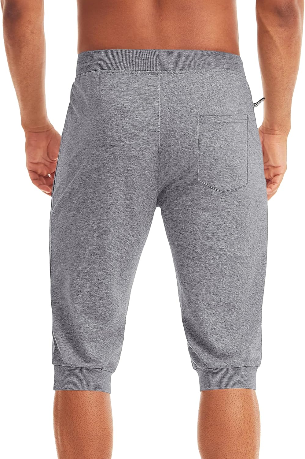 MAGCOMSEN Herren Sport Short 3/4 Trainingshose Sommer Jogging Capri mit Reissverschlusstaschen Leich