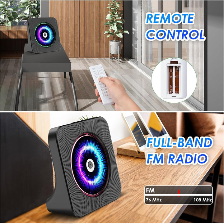 Gueray DVD Player CD Player Bluetooth CD-Player mit Lautsprecher Unterstützt Fernbedienung Anzeige F