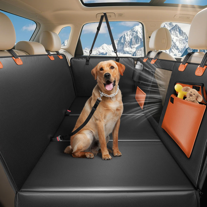Hundedecke für Auto Rückbank Hundesitzbezug mit Harter Unterseite inkl. Seitenschutz und Sichtfenste