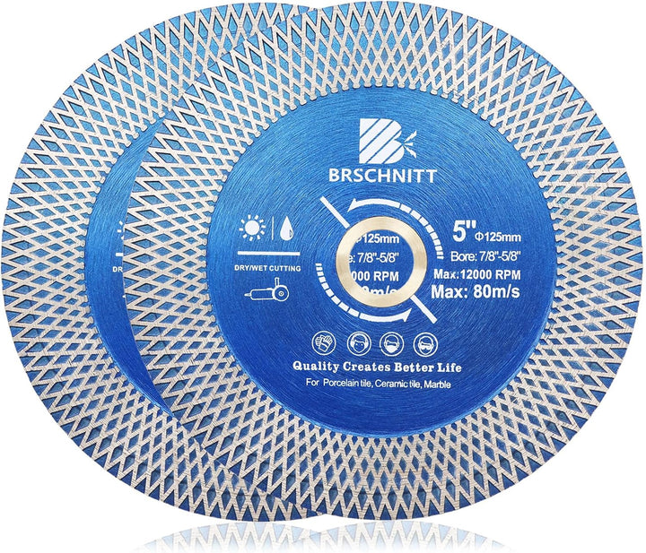 Diamant Trennscheibe 125mm - BRSCHNITT Doppelseitig zum Schneiden und Schleifen für Keramik, Fliesen