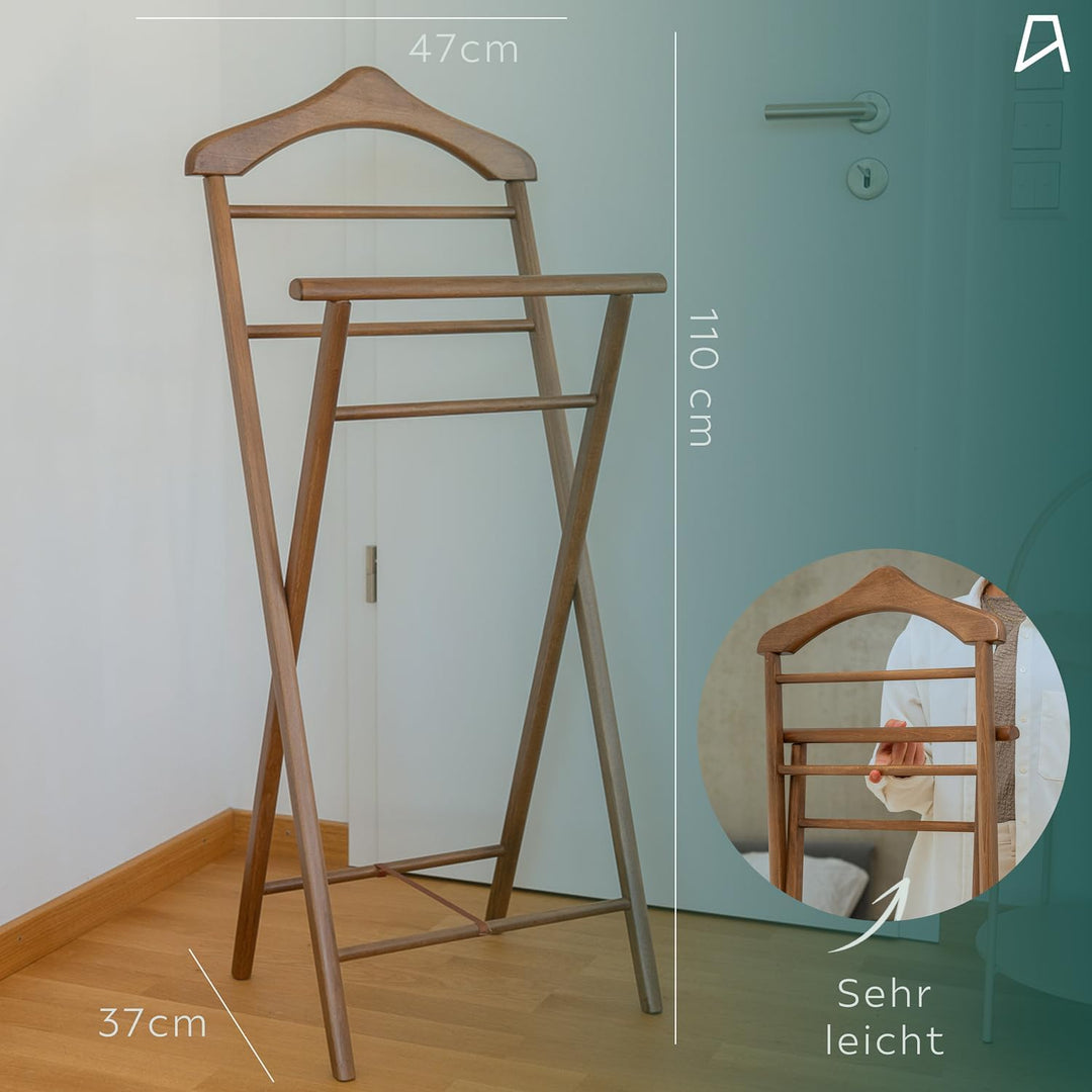 Herrendiener aus Massivholz in 3 Farben – fertig montierter Kleiderbutler & Stummer Diener – stabile