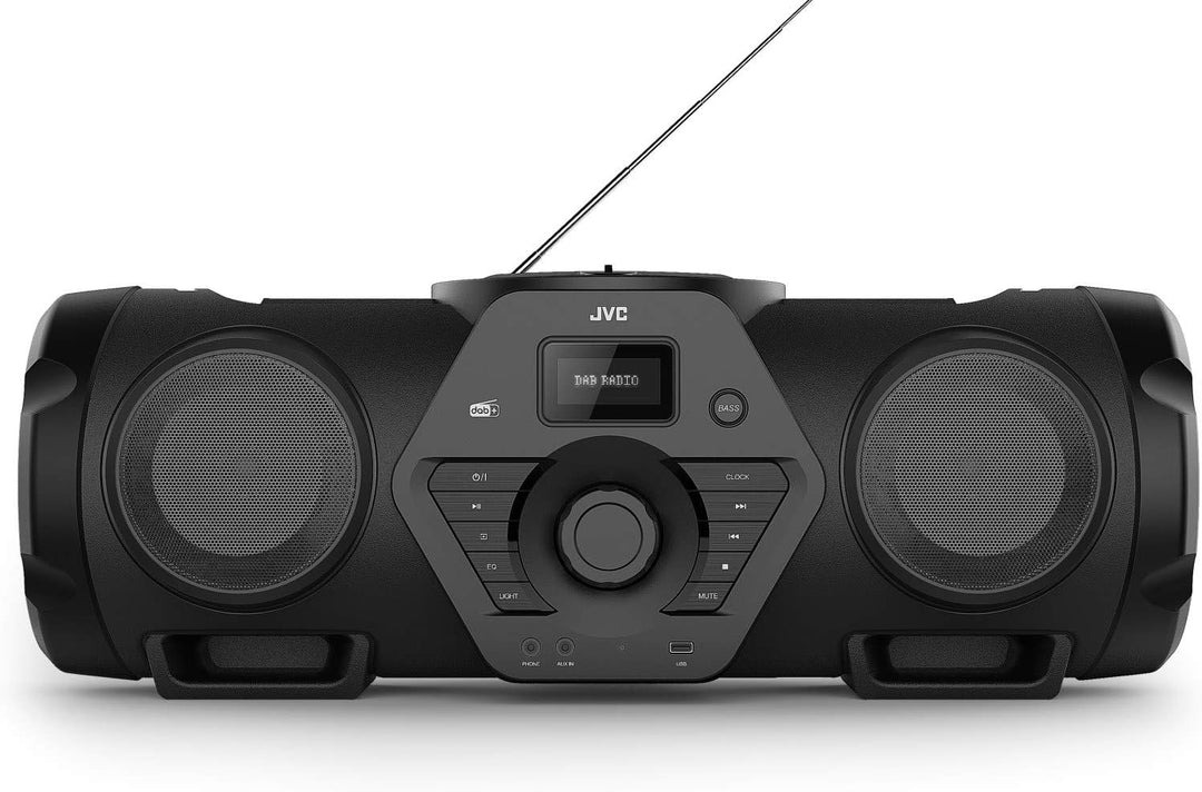 JVC Boomblaster RV-NB300DAB, 2 x 30 Watt, DAB+, UKW, Bluetooth, CD, USB, Line-In, Gitarren- & Mikrof