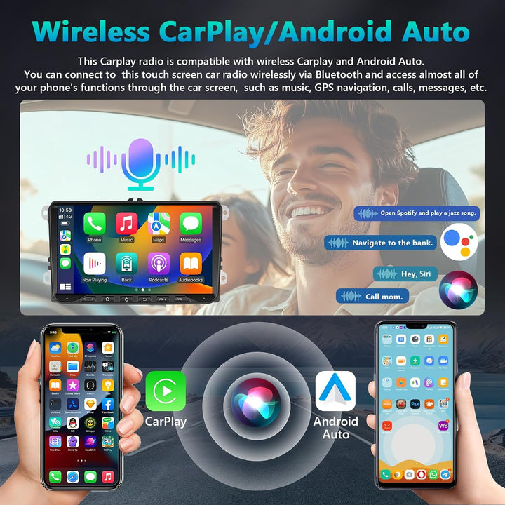 4GB+64GB Autoradio für VW Passat B6 T5 Golf 5 6 Polo 6R Tiguan T5 Jetta Seat Skoda mit Kabellosem Ca