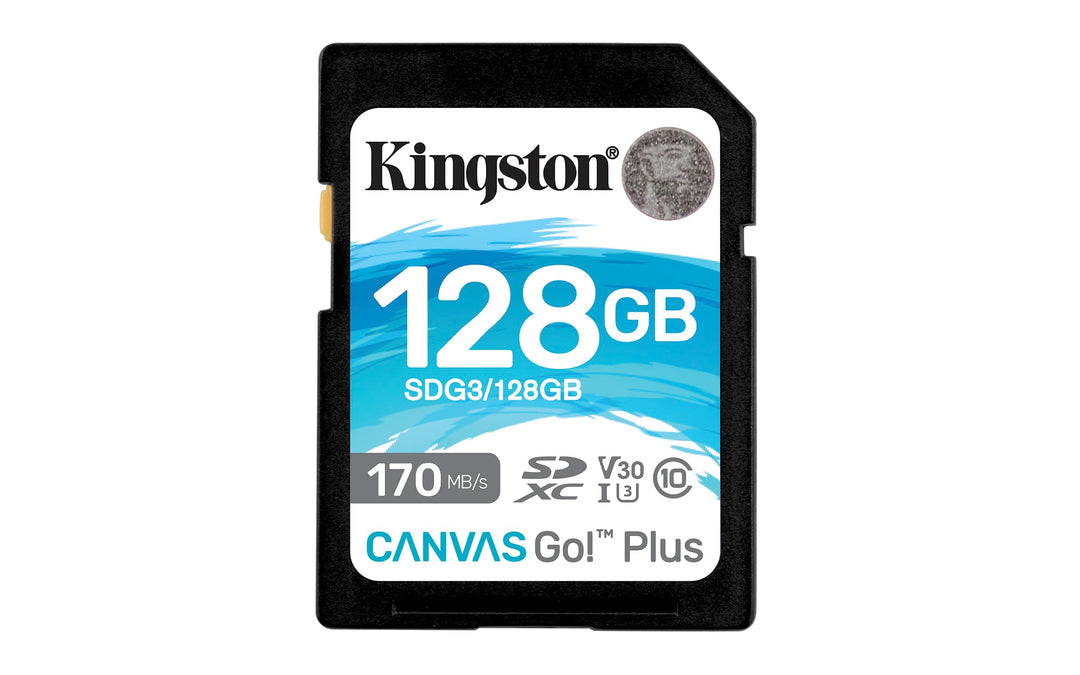 Kingston SDG3/128GB SD Speicherkarte ( 128GB SDXC Canvas Go Plus 170R C10 UHS-I U3 V30 ), 128GB