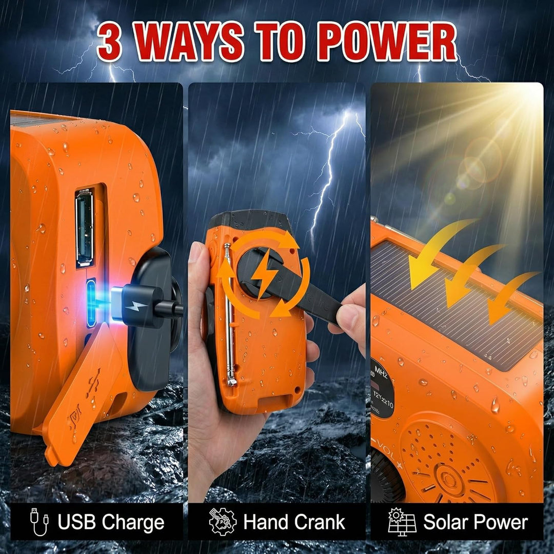 Notfallradio, Kurbelradio mit 2000mAh Power Bank & Solar, AM/FM Radio mit SOS-Alarm Leselicht, Innen
