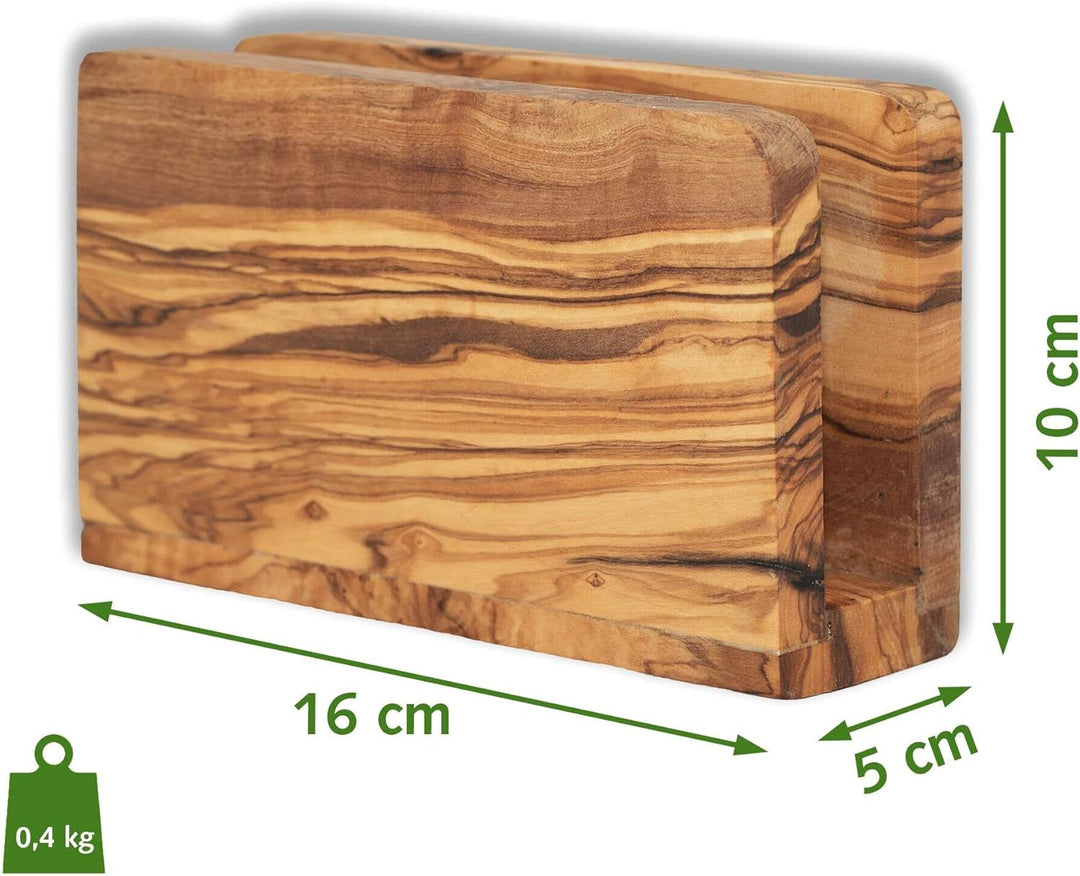 NATUREHOME Hochwertiger Serviettenhalter aus nachhaltigem Olivenholz Exklusiver, langlebiger und umw