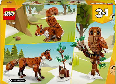 LEGO Creator Waldtiere: Rotfuchs, Tiere-Set mit Fuchs, Eule und Eichhörnchen Spielzeug, Tierfiguren