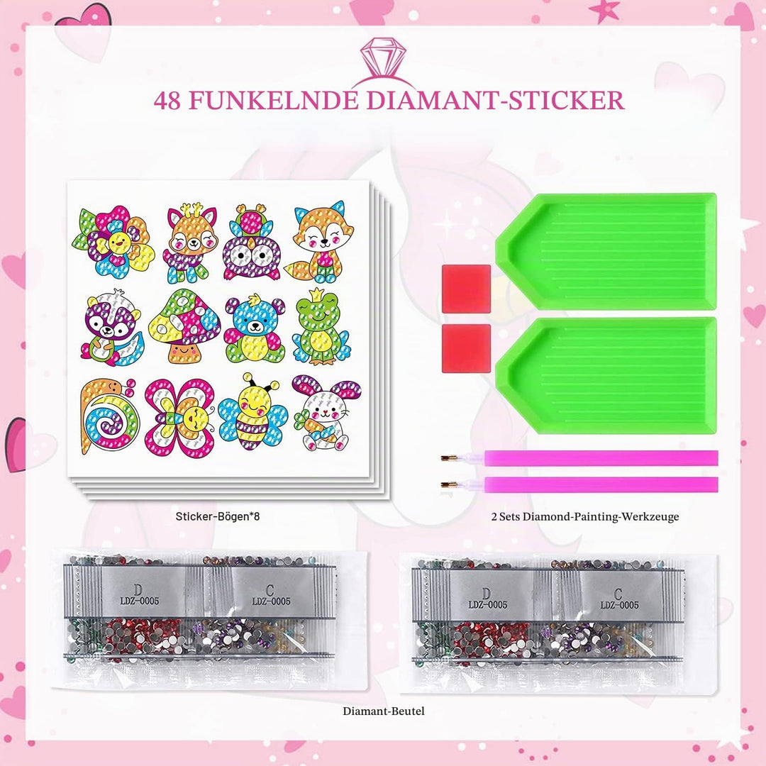 CAYUDEN Diamond Painting Aufkleber, 48pcs 5D Diamant Painting Bilder Kinder DIY Diamond Painting Kin