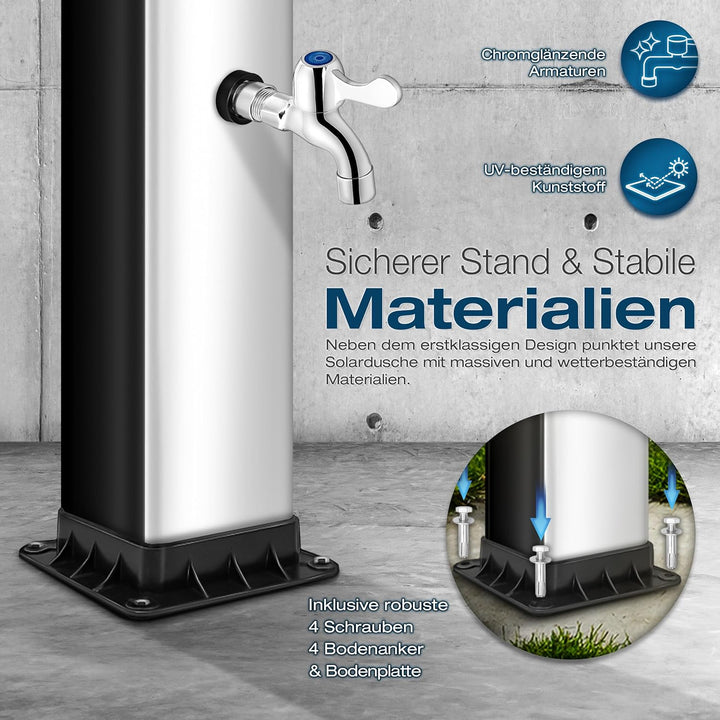 tillvex Solardusche 40 Liter inkl. Schutzhaube | Solar Garten-dusche warmes Wasser | Pooldusche Camp