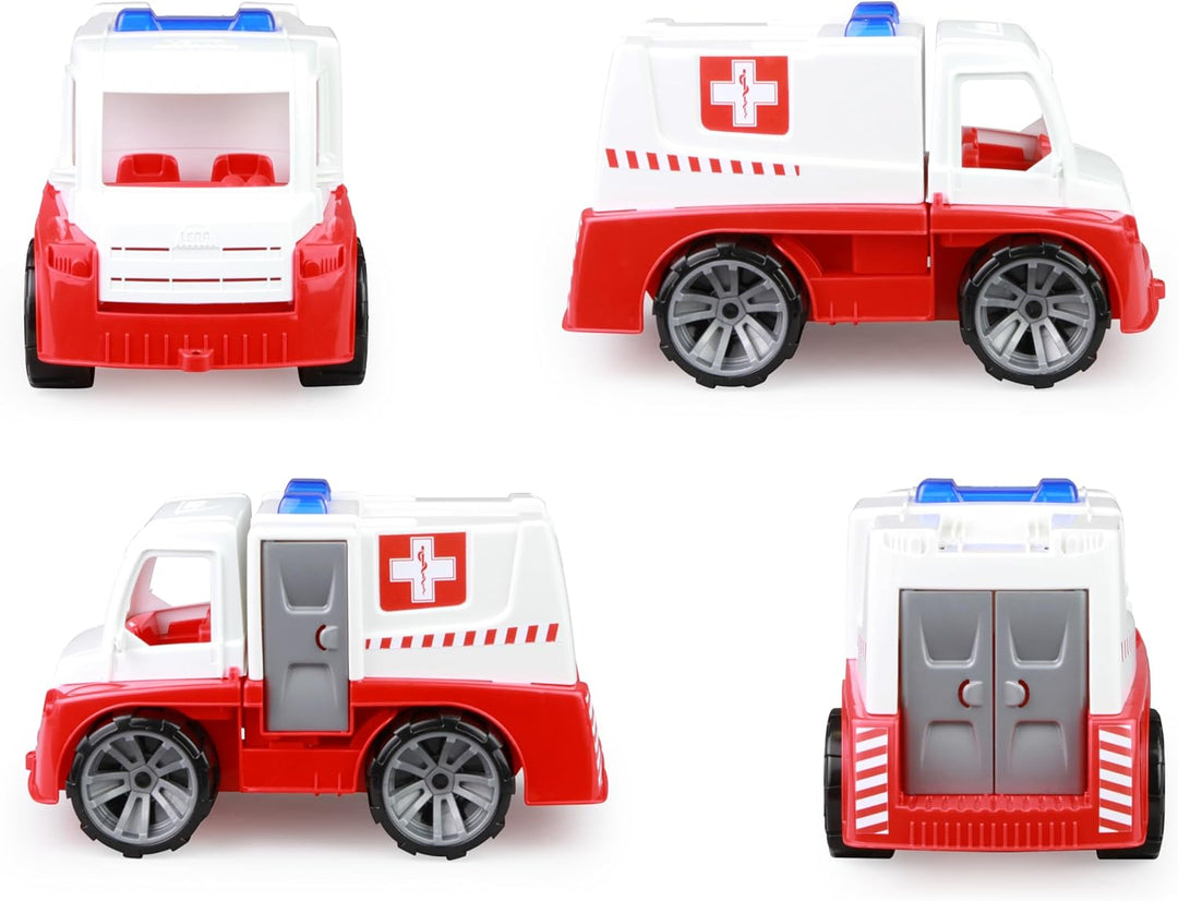 Lena 04456 - TRUXX Krankenwagen Einsatzfahrzeug mit Spielfigur als Sanitäter und Krankentrage, Krank