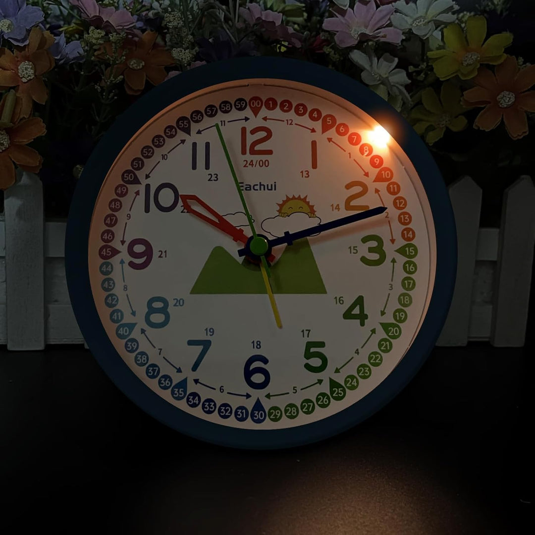 Analog Wecker Kinder ohne Ticken für Jungen und Mädchen - Analog Quarzwecker mit Nachtlicht, Snooze