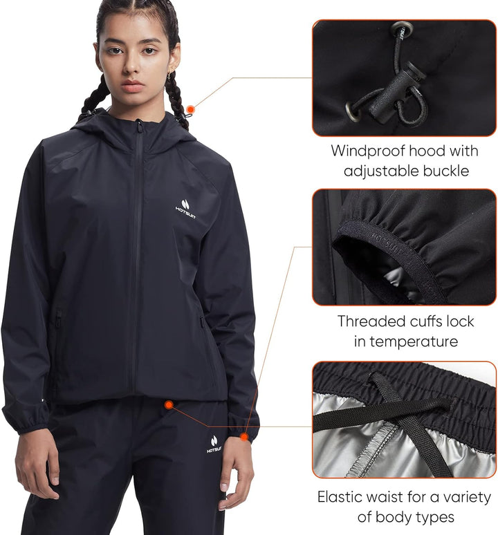 HOTSUIT Schwitzanzug Damen, Saunaanzug für Frauen Gewichtsverlust Fetttraining Frauen Sweatshirt Top