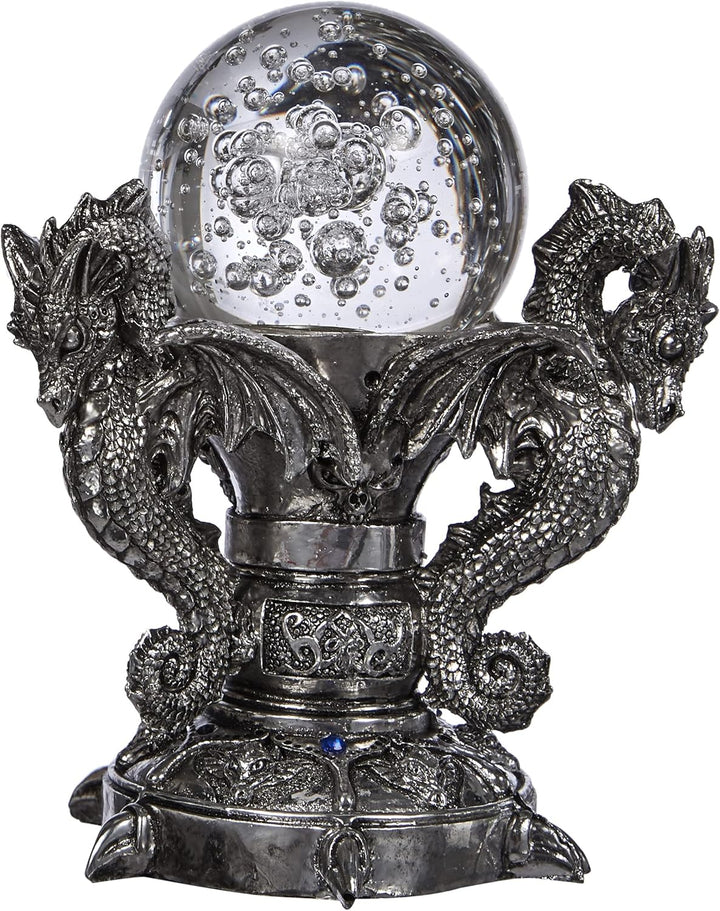 Design Toscano Drachen des Corfu Schlosses Gothic-Deko Statue, Polyresin und Glas, zweifarbig schwar