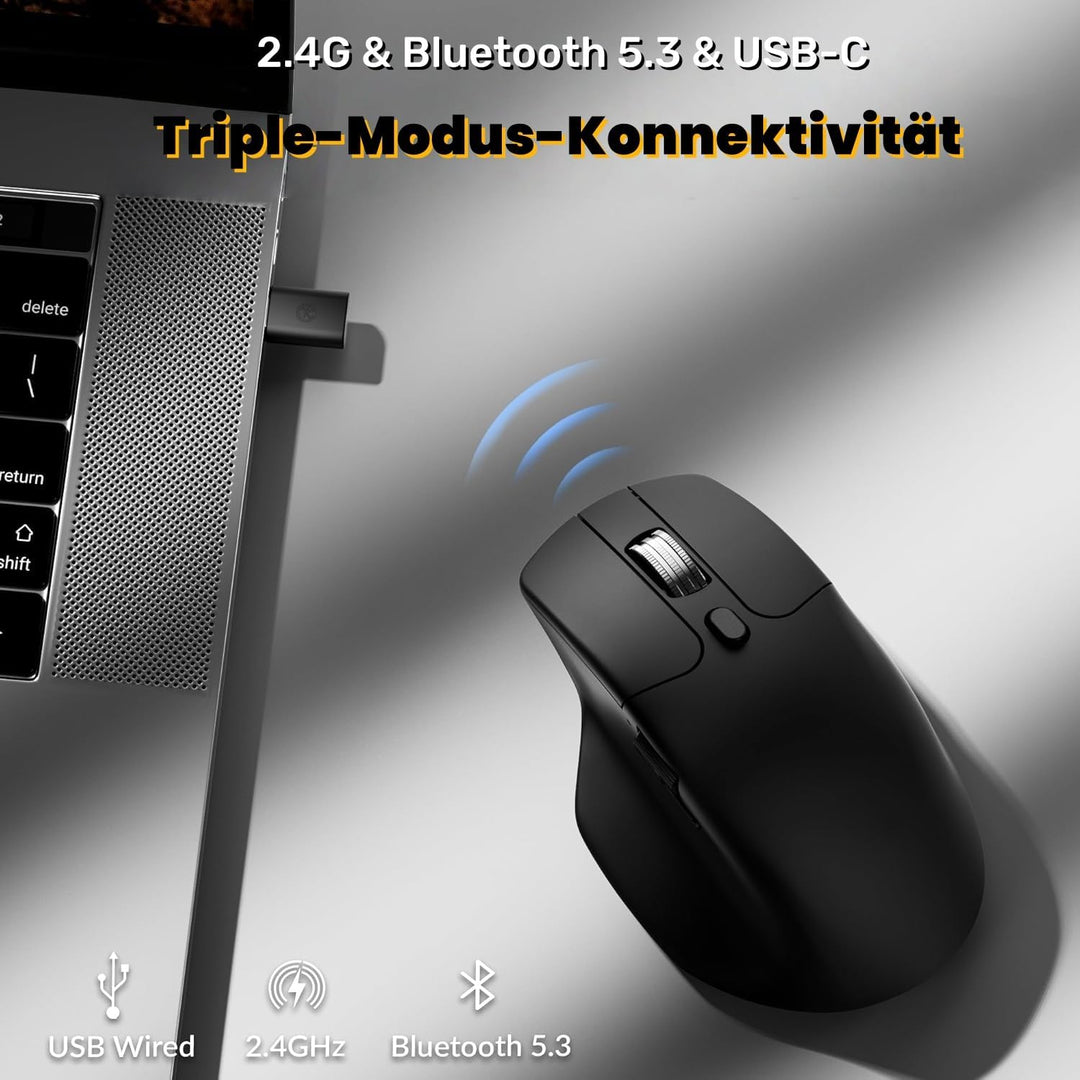 Keychron M6 Wireless Bluetooth/2.4 GHz/Kabelgebundene Optische Maus,1000Hz Leichtgewicht 86g Program