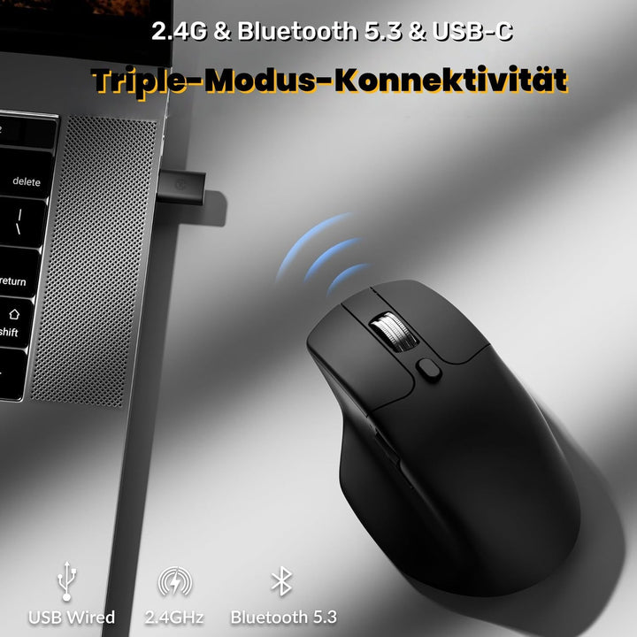Keychron M6 Wireless Bluetooth/2.4 GHz/Kabelgebundene Optische Maus,1000Hz Leichtgewicht 86g Program