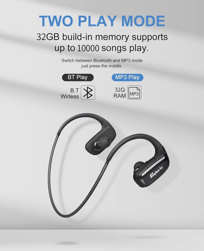 CYBORIS 16 GB eingebauter Speicher MP3-Player Bluetooth Headset Schwimmen Laufen Kopfhörer IPX7 Wass