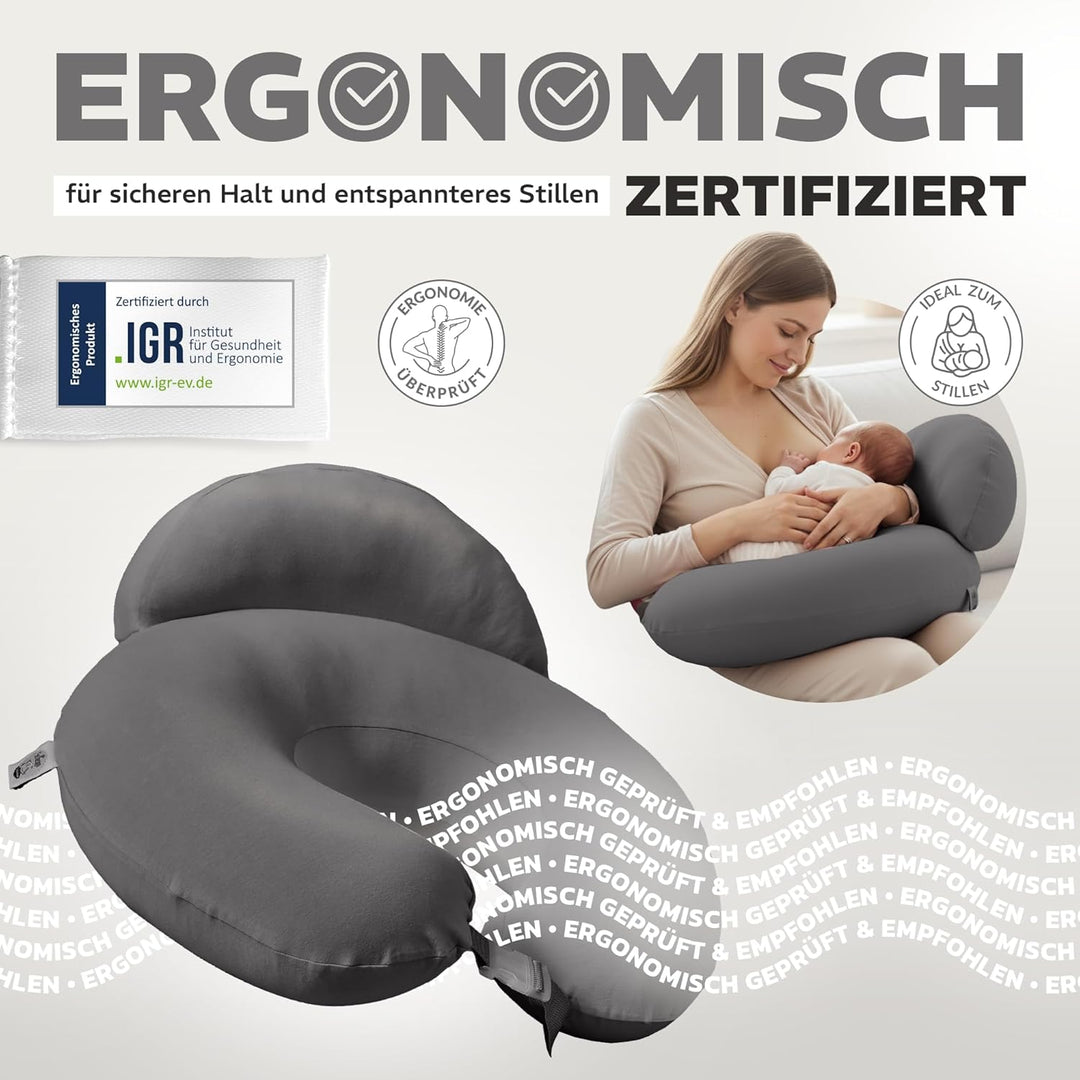sei Design Stillkissen klein Baby- Stillhörnchen mit abnehmbaren elastischen Jersey-Stillkissenbezug
