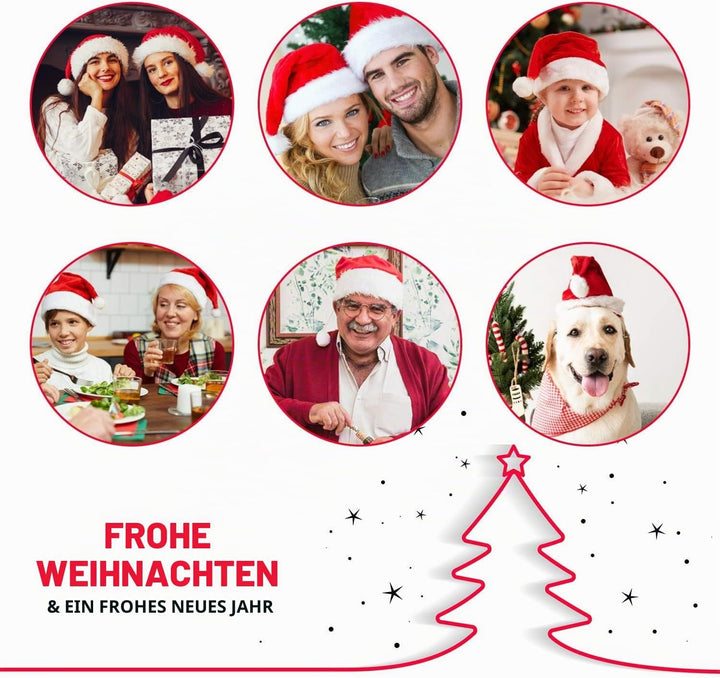 BOSONER Weihnachtsmütze Nikolausmütze Plüsche Weihnachtsmann Mütze: Rote Santa Mütze Warm Dicker Nik