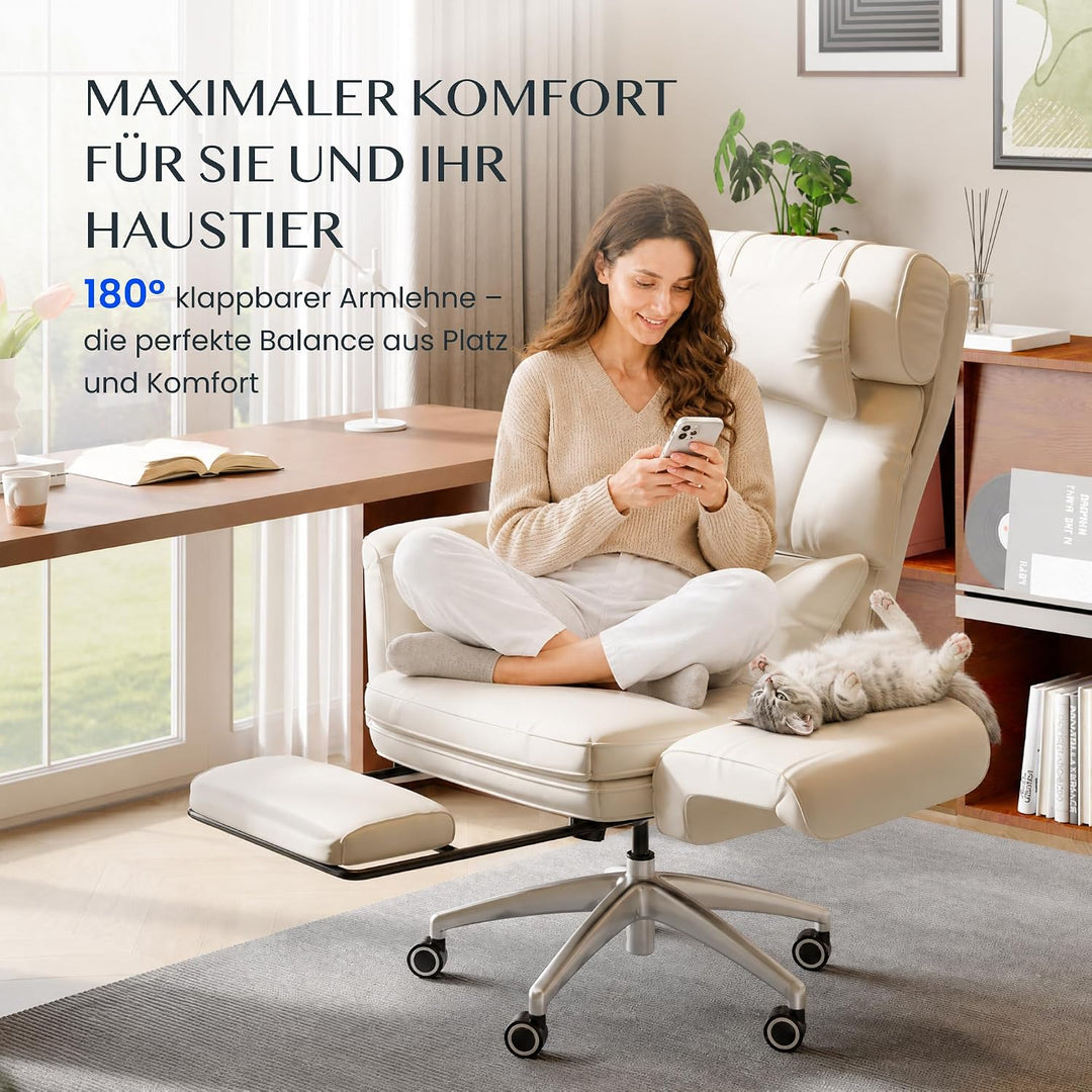 FLEXISPOT Luno Chefsessel Ergonomischer Bürostuhl mit Fussstütze | 180° Armlehnen-Klappfunktion, Kat