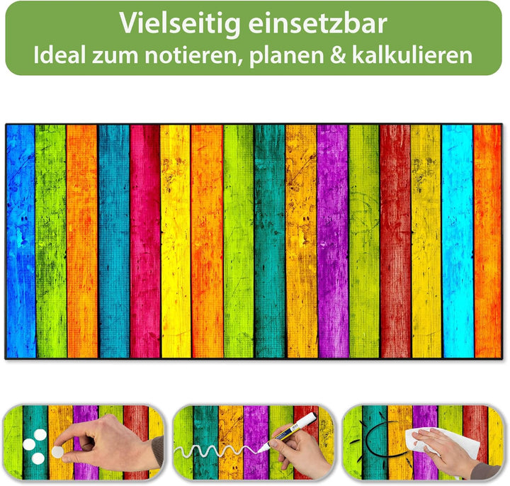 banjado Magnettafel schwarz 78 x 37cm / Magnetwand Metall/Magnetpinnwand als Memoboard/Pinnwand Magn