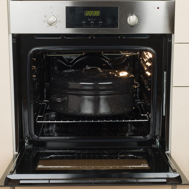 Russell Hobbs BW07215EU Ø 38 cm Glaskörper-Emaille tiefer Bräter/brattopf mit Deckel, spülmaschinenf